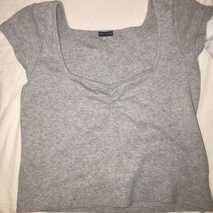 Brandy Melville grey square ruched neck top👼🏾